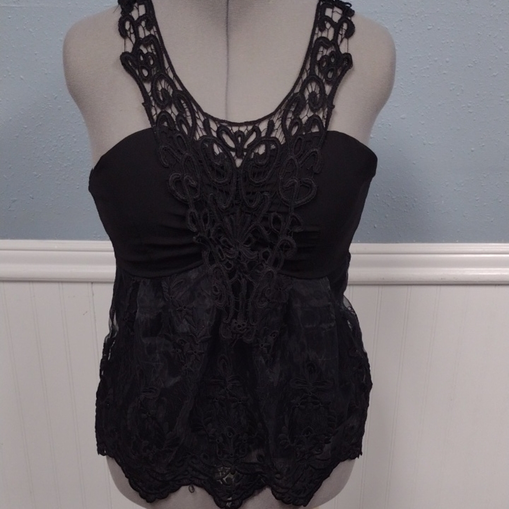 Elegant Black Lace Women's Top
